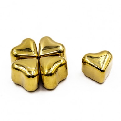 Best seeling gold color stainless steel heart Shaped whiskey stones