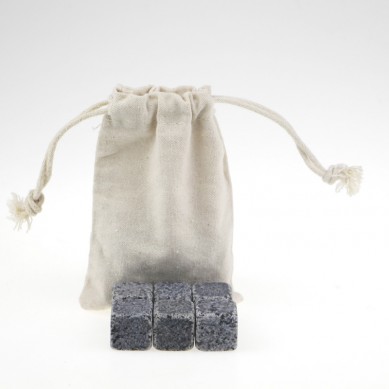 Cubs de gel reutilitzables de pedra de whisky gris d'alta qualitat amb bossa de cotó