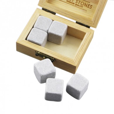 6 Pcs of Cinderella in Natural Wooden Box to Chill Your Drinks  Cheap Whiskey Stones Gift Set with