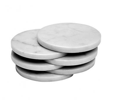 Amazion selling italy carrara White Marble Stone Coasters round shape Polished Coasters 3.5 Inches