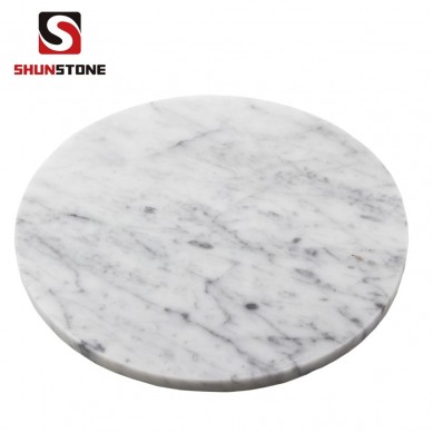 Amazion selling italy carrara White Marble Stone Coasters round shape Polished Coasters 3.5 Inches