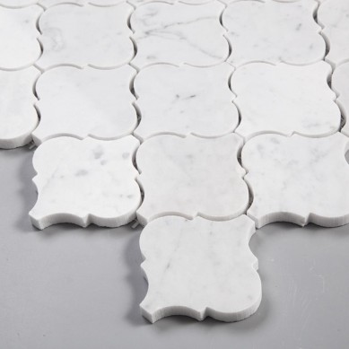 Arabesque-Shape-Watetjet-Lantern-Carrara-Mosaic-White (2)