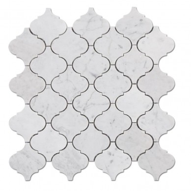 Europe style for Stone Whiskey - Arabesque Shape Watetjet Lantern Carrara Mosaic White Marble Lantern Mosaic – Shunstone