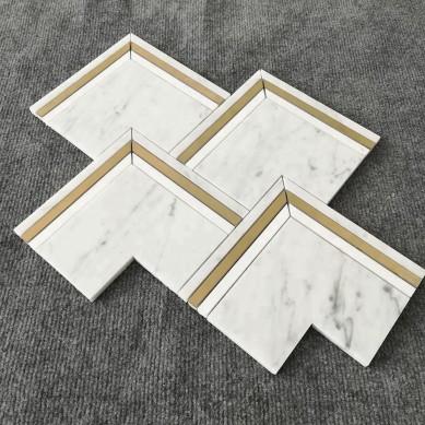 Brass-and-Bianco-Carrara-Marble-Waterjet-Mosaic (2)