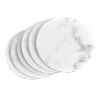 Pack of 5 Marble Coaster for Drinks nature White marble Drinks Coasters Round Cup Mat Pad for Home