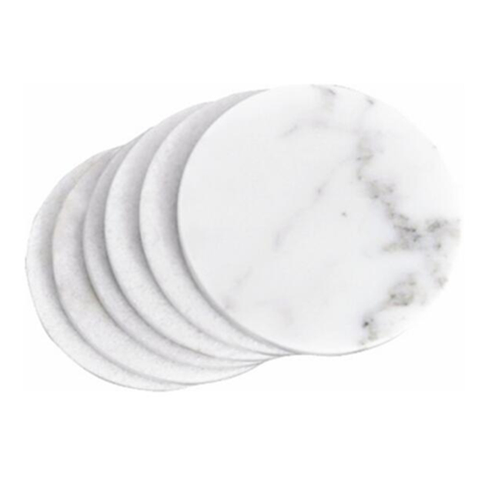 Professional ChinaReusable Stones - Amazion selling italy carrara White Marble Stone Coasters round shape Polished Coasters 3.5 Inches – Shunstone detail pictures