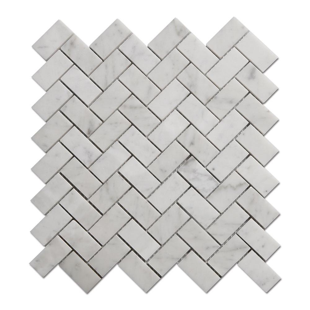 China Manufacturer for Cube Stone - China Factory Carrara Marble Mosaic Bathroom Herringbone Marble Mosaic – Shunstone