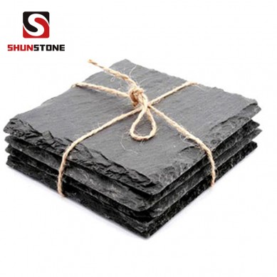 OEM/ODM China Serving Board -
 Coaster in Slate material Set of 4 Customized logo gift sets Slate placemats and coasters  – Shunstone