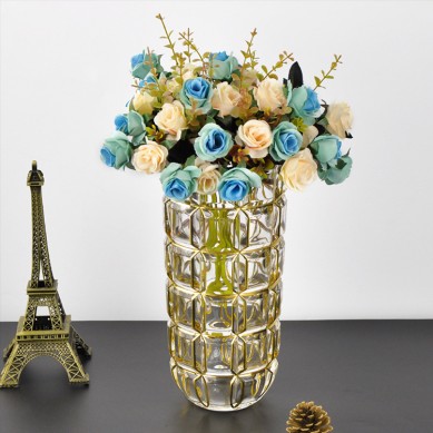 Creative Nordic Glass Vases Gold Painted Crystal Glass Transparent Light Luxury Texture Glass Flower Vase With Gold Rim