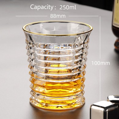 Luxury Lead Free Whiskey Wine Glass Gold Rim Custom Gold Trim Whiskey Tasting Glasses For Bar Party Home