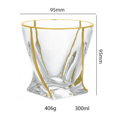 Crystal Elegant Twist Gold Rimmed Drinking Wine Glasses Drinking Whiskey Glasses With Gold Rim