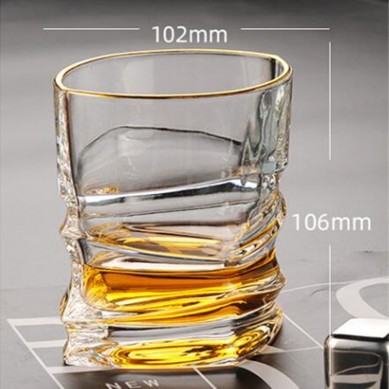 Creative Luxury Gold Painted Crystal Lead Free Drinking Whiskey Shot Glasses With Gold Rim For Home Party