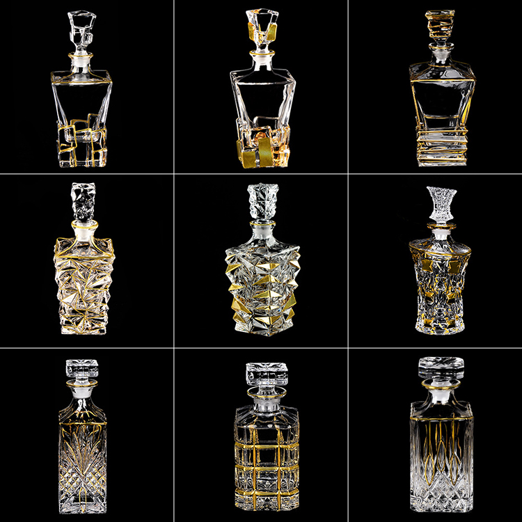 PriceList for Whiskey Stones Bullet - Custom Personalized Whiskey Decanters Gold Rimmed Wine Glass Bottle Wholesale Empty Bottles For Liquor Whiskey Decanter – Shunstone