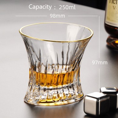 Luxury Lead Free Whiskey Wine Glass Gold Rim Custom Gold Trim Whiskey Tasting Glasses For Bar Party Home