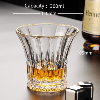 Luxury Lead Free Whiskey Wine Glass Gold Rim Custom Gold Trim Whiskey Tasting Glasses For Bar Party Home