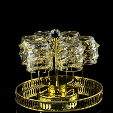 High Quality Luxury Custom Crystal Gold Rim Whiskey Glasses Lead Free Handmade Whiskey Glass With Gold Trim