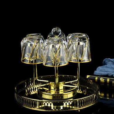 Crystal Elegant Twist Gold Rimmed Drinking Wine Glasses Drinking Whiskey Glasses With Gold Rim