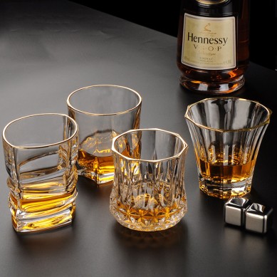 Special Price for Coaster -
 Creative Luxury Gold Painted Crystal Lead Free Drinking Whiskey Shot Glasses With Gold Rim For Home Party – Shunstone