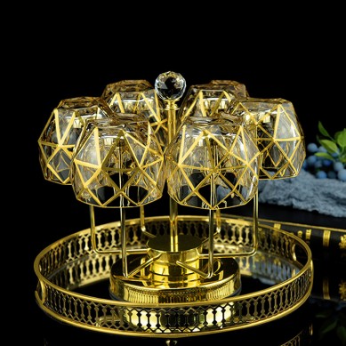 Wholesale Luxury Lead Free Crystal Creative Gold-Rimmed Drinking Glasses Whiskey Glass Gold Painted