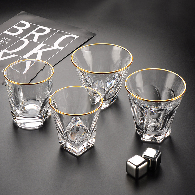 Original Factory Whiskey Glass Cup - Premium Luxury Heavy Base Transparent Gold Rim Whiskey Tasting Glasses Liquor Drinking Whiskey Glass Cups – Shunstone