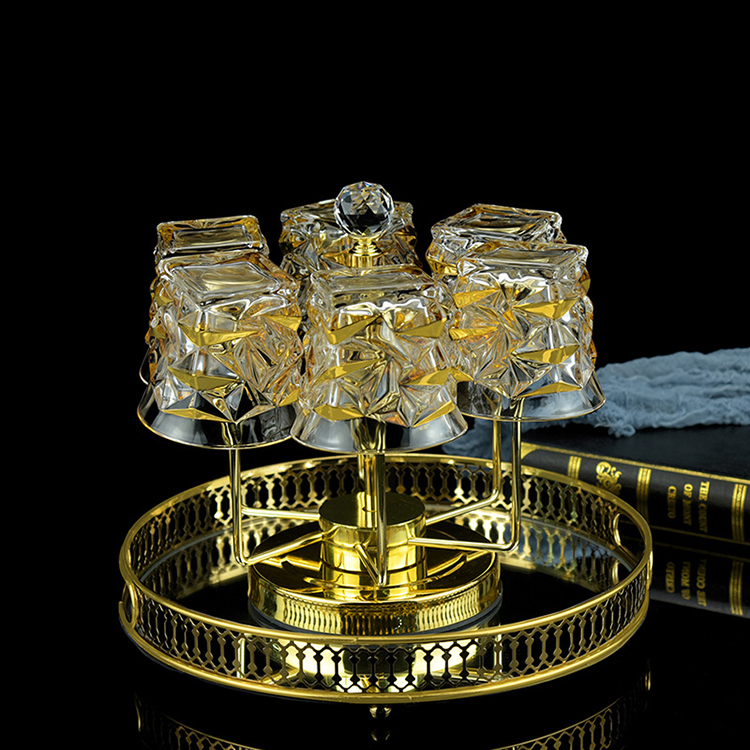 OEM Supply Whisky Gifts - Luxury Creative Unique Customised Embossed Diamond Gold Rim Whiskey Glasses Drinking Water Glass – Shunstone