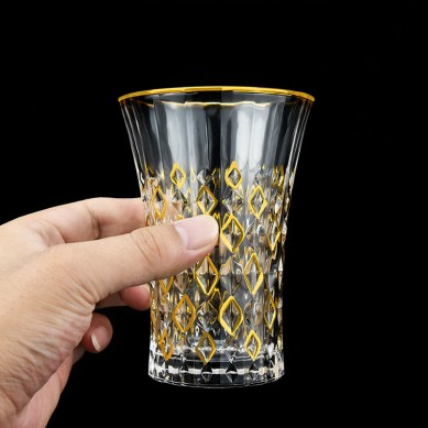 Elegant Gold Rimmed Drinking Wine Glasses Crystal Embossed Personalized Whiskey Wine Tasting Glasses Drinking Cup