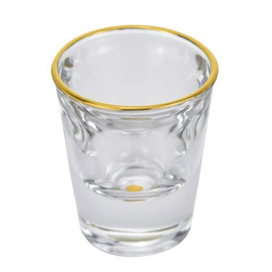 Wholesale Thick Bottom Shot Glass Crystal Gold Rim Whiskey Glasses Lead Free Glass Cup Thick Bottom