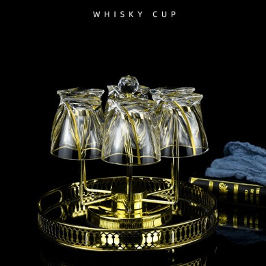 Crystal Elegant Twist Gold Rimmed Drinking Wine Glasses Drinking Whiskey Glasses With Gold Rim