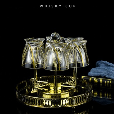 Crystal Elegant Twist Gold Rimmed Drinking Wine Glasses Drinking Whiskey Glasses With Gold Rim