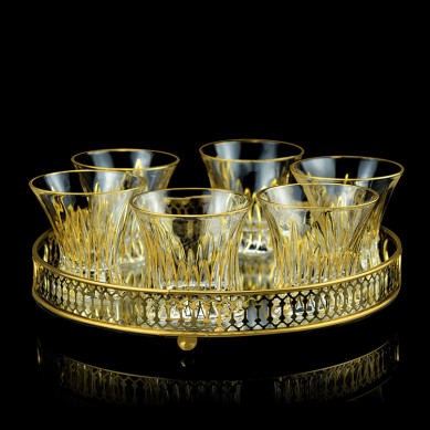Wholesale Luxury Lead Free Crystal Creative Gold-Rimmed Drinking Glasses Whiskey Glass Gold Painted