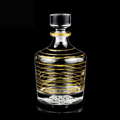 Wholesale Round Whiskey Decanter Luxury Empty Gold Rim Wine Glass Bottle Tequila Liquor Glass Bottle For Whiskey