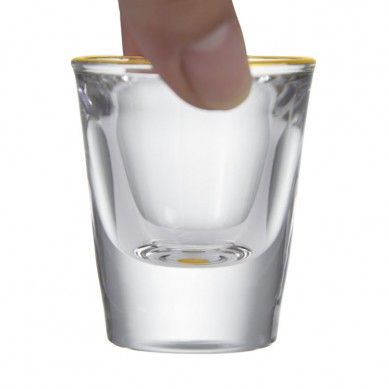 Wholesale Thick Bottom Shot Glass Crystal Gold Rim Whiskey Glasses Lead Free Glass Cup Thick Bottom