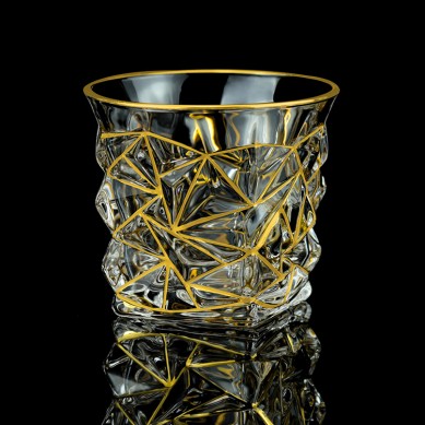 Luxury Creative Unique Customised Embossed Diamond Gold Rim Whiskey Glasses Drinking Water Glass
