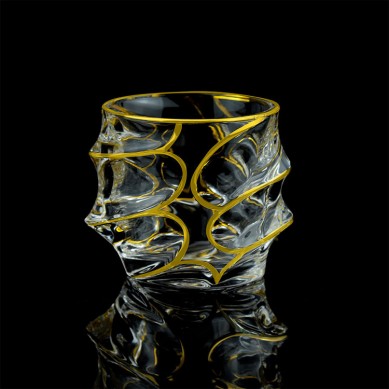High Quality Luxury Custom Crystal Gold Rim Whiskey Glasses Lead Free Handmade Whiskey Glass With Gold Trim