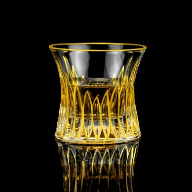 Wholesale Luxury Lead Free Crystal Creative Gold-Rimmed Drinking Glasses Whiskey Glass Gold Painted