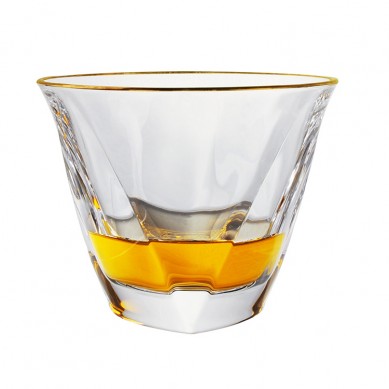 Premium Luxury Heavy Base Transparent Gold Rim Whiskey Tasting Glasses Liquor Drinking Whiskey Glass Cups