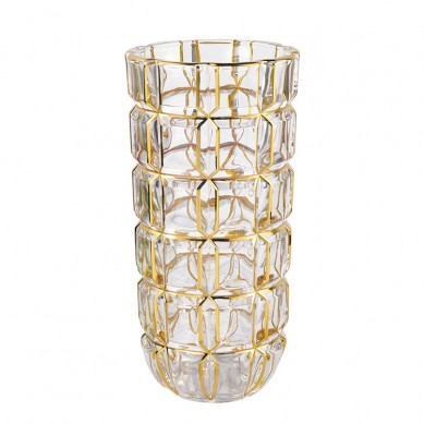 Creative Nordic Glass Vases Gold Painted Crystal Glass Transparent Light Luxury Texture Glass Flower Vase With Gold Rim