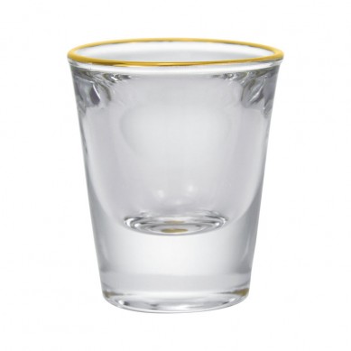 Wholesale Thick Bottom Shot Glass Crystal Gold Rim Whiskey Glasses Lead Free Glass Cup Thick Bottom