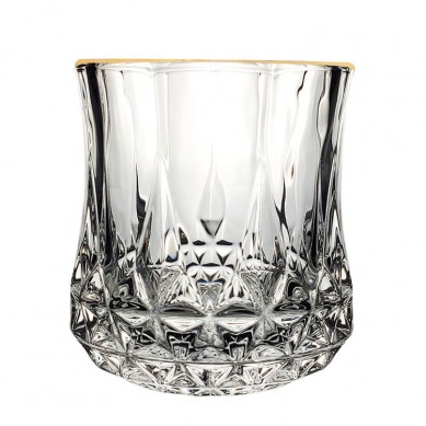 Creative Luxury Gold Painted Crystal Lead Free Drinking Whiskey Shot Glasses With Gold Rim For Home Party