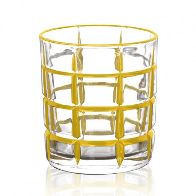 Handicrafts Custom Gold Painted Embossed Vintage Drinking Glassware Whiskey Glasses With Gold Rim