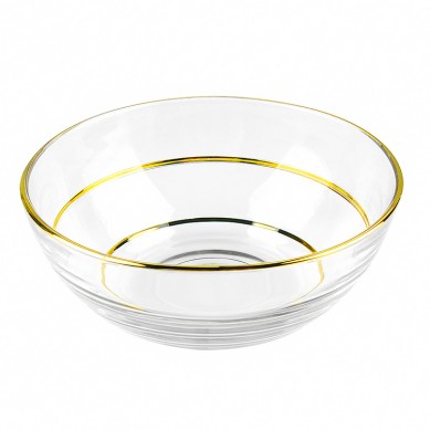 Nordic Crystal Round Glass Fruit Salad Bowl Modern Luxury Gold Rim Glass Salad Bowls For Wedding Party
