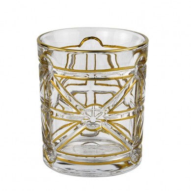 Creative Gold Rim Crystal Luxury High Quality Engrave Whiskey Drinking Shot Glass Round Drinking Glass Whiskey Cups