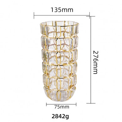 Creative Nordic Glass Vases Gold Painted Crystal Glass Transparent Light Luxury Texture Glass Flower Vase With Gold Rim