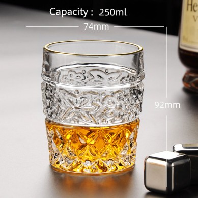 Luxury Lead Free Whiskey Wine Glass Gold Rim Custom Gold Trim Whiskey Tasting Glasses For Bar Party Home