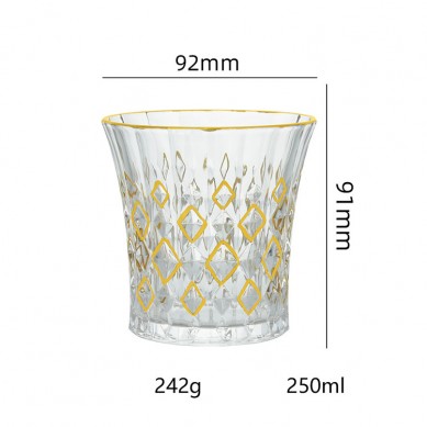 Elegant Gold Rimmed Drinking Wine Glasses Crystal Embossed Personalized Whiskey Wine Tasting Glasses Drinking Cup