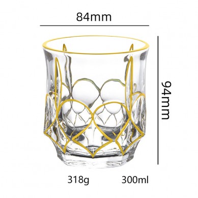 Custom Gold Rimmed Wholesale Wine Whiskey Glasses Water Glass With Stem And Gold Rim For Party Bar