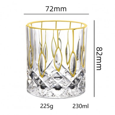 High Quality Luxury Custom Crystal Gold Rim Whiskey Glasses Lead Free Handmade Whiskey Glass With Gold Trim