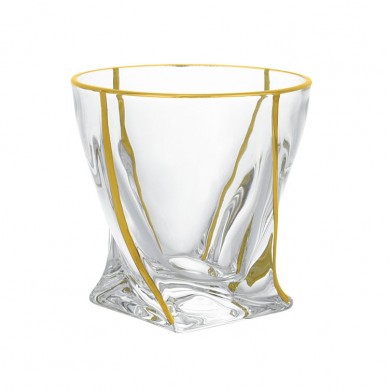 Crystal Elegant Twist Gold Rimmed Drinking Wine Glasses Drinking Whiskey Glasses With Gold Rim