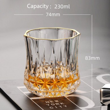 Creative Luxury Gold Painted Crystal Lead Free Drinking Whiskey Shot Glasses With Gold Rim For Home Party