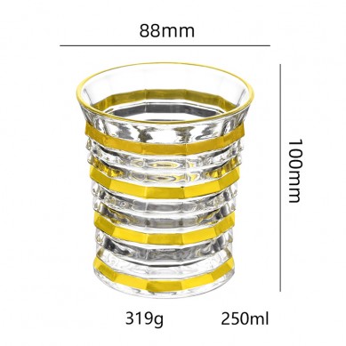 Personality Creative Custom Handicrafts Real Gold Whiskey Crystal Drinking Glasses With Gold Rim